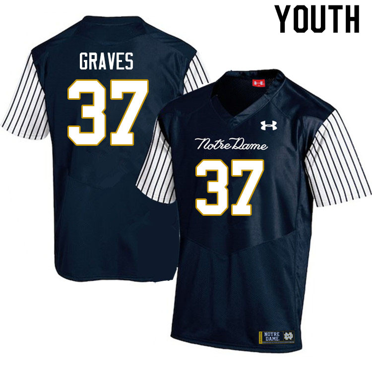 Youth #37 Mike Graves Notre Dame Fighting Irish College Football Jerseys Sale-Alternate Navy - Click Image to Close